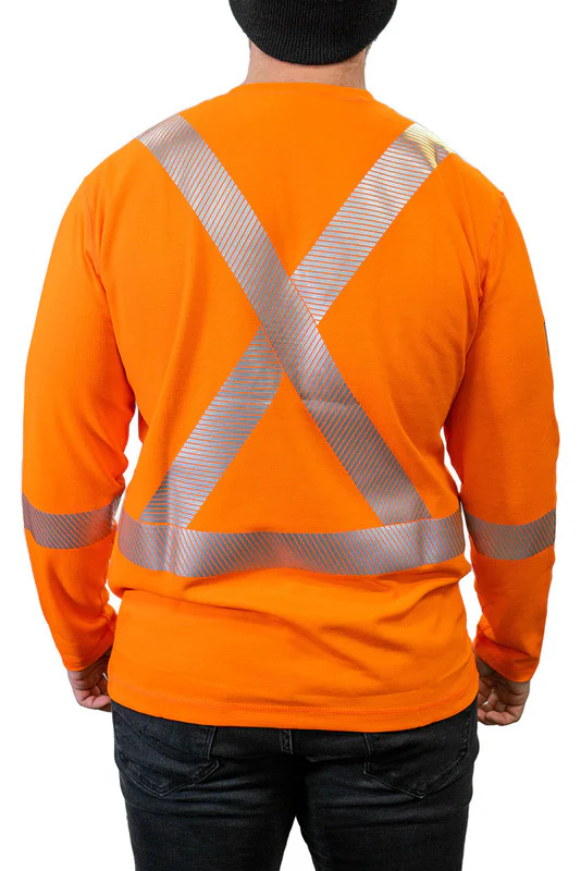Men's Pro Dry® Hi-Vis Orange Long Sleeve FR Shirt - Image 6