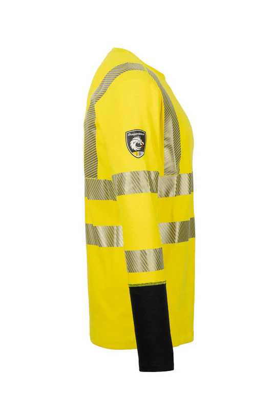 Men's Pro Dry® Hi-Vis Yellow Long Sleeve FR Shirt - Image 2