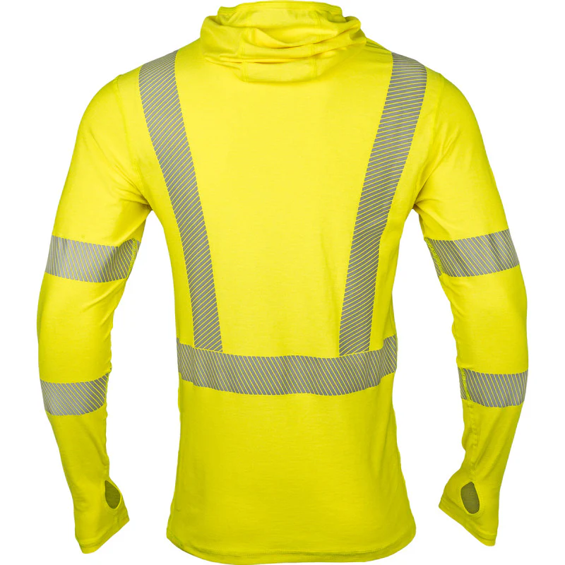 Men's Pro Dry® Tech Long Sleeve Hi-Vis Yellow FR Shirt w/ Hood - Image 4
