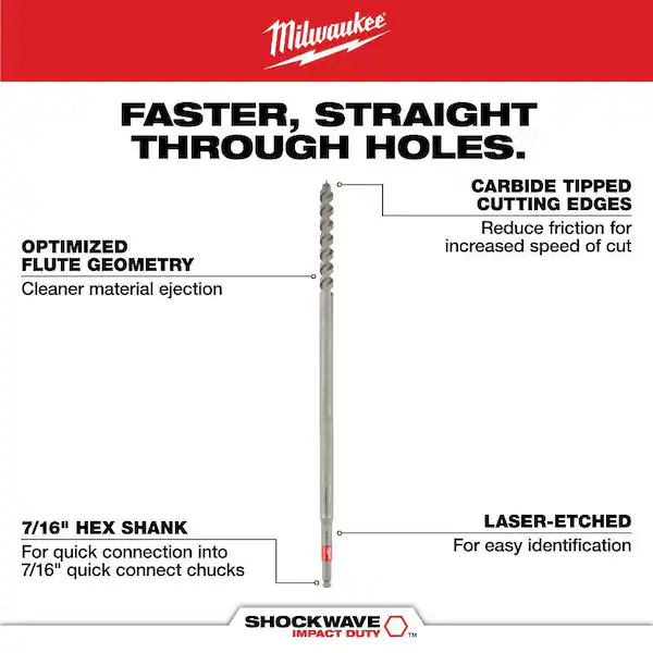 15/16 in. x 12 in. Fiberglass Utility Auger Bit - Image 2