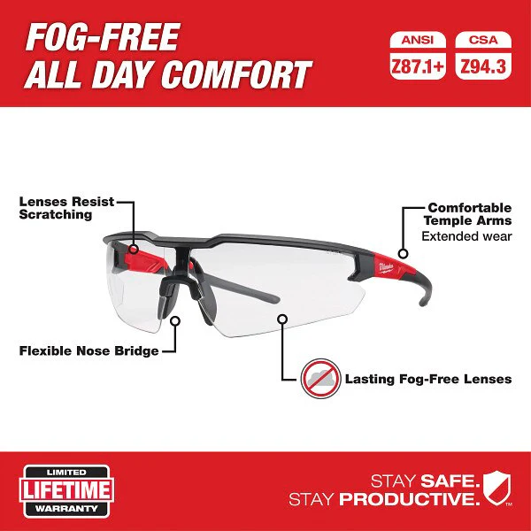 Milwaukee 48-73-2012 Safety Glasses - Clear Fog-Free Lenses - Image 8