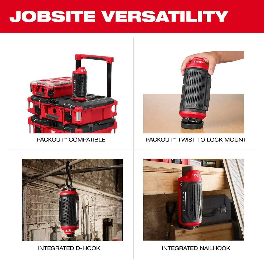 Milwaukee M12 Bluetooth Jobsite Speaker with PACKOUT Compatibility - Image 7