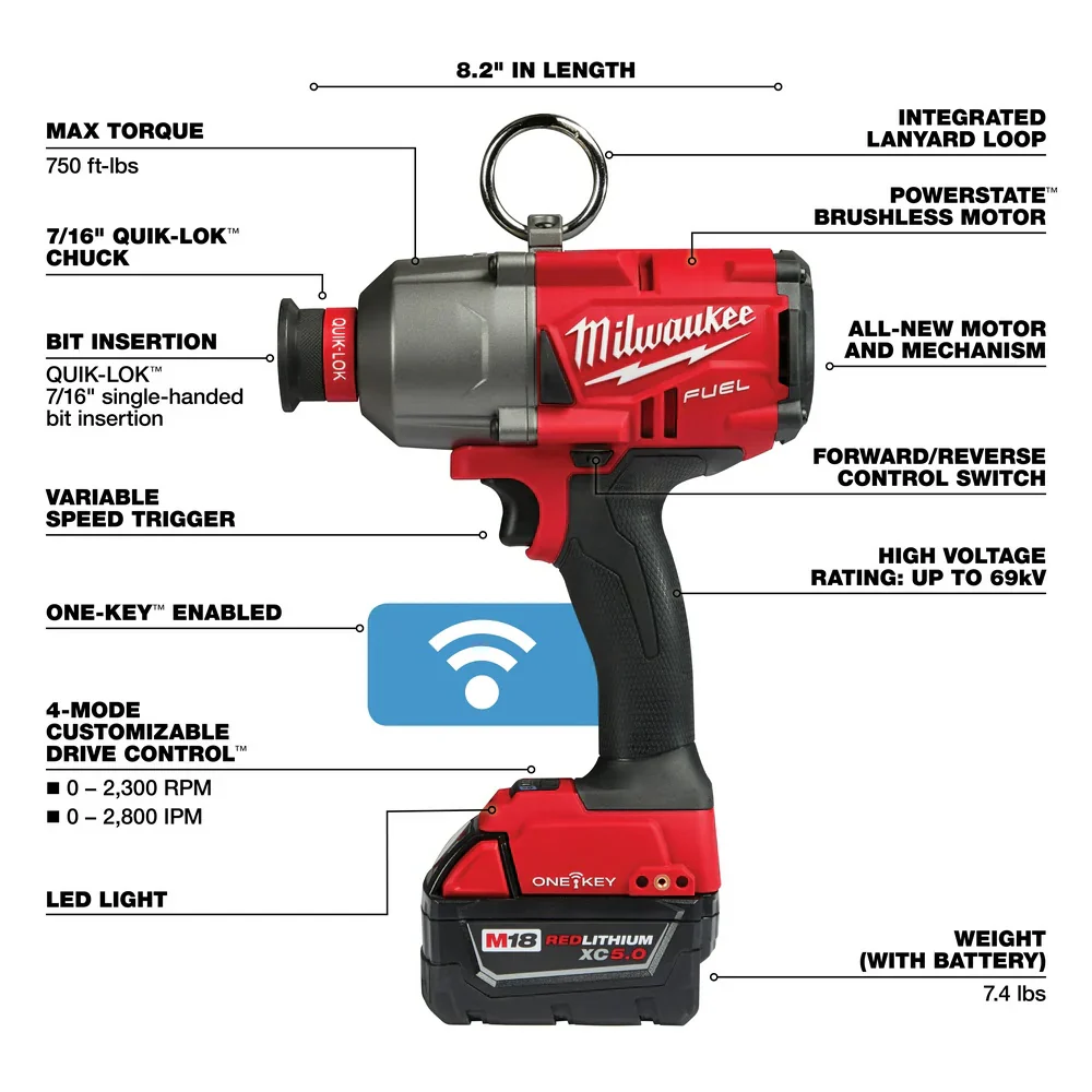 M18 FUEL 7/16" Hex Utility HTIW w/ ONE-KEY Kit - Image 2