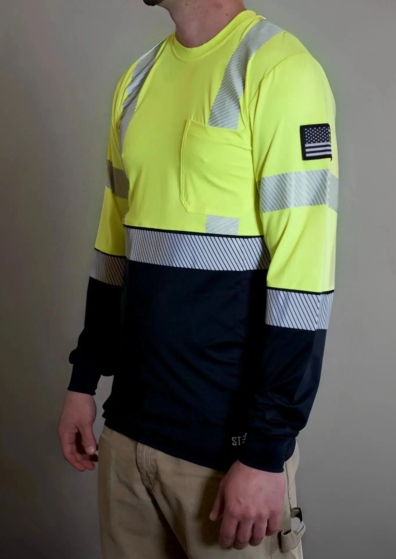 Non FR Hi-Vis Long Sleeve Shirt - Neon - Image 4