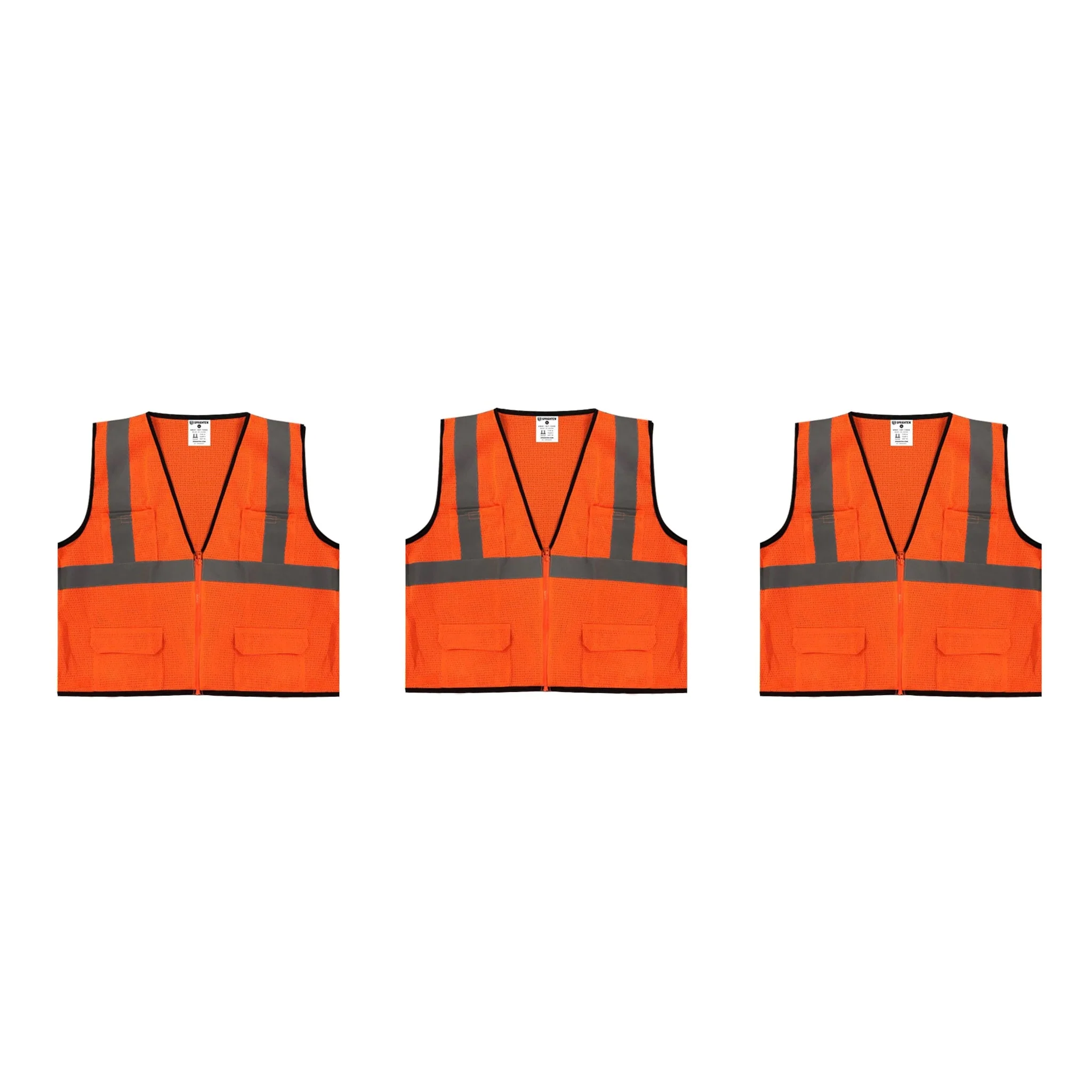 Safety Main 05EAMO Economy Vest, Class 2, All Mesh, Hi-Vis Orange, 3 Pack - Image 3