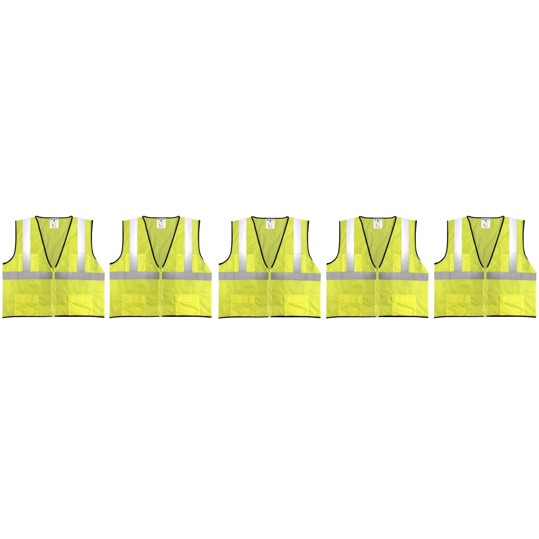 Safety Main 05EAMYZ Economy Vest, Class 2, All Mesh, Hi-Vis Yellow, Pack of 5 - Image 3
