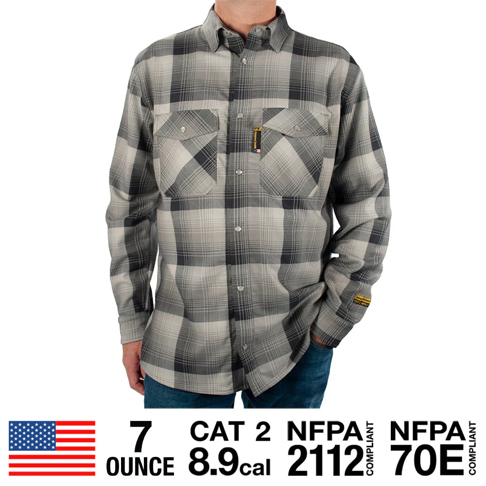Santana Black and Silver FR Stretch Plaid Shirt