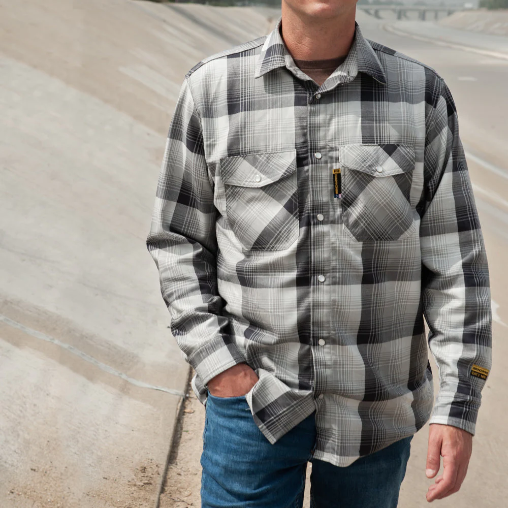 Santana Black and Silver FR Stretch Plaid Shirt - Image 9