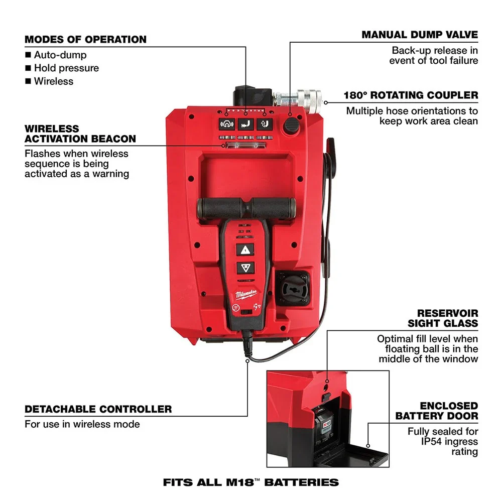 M18 FORCE LOGIC 10,000psi Hydraulic Pump Kit - Image 4