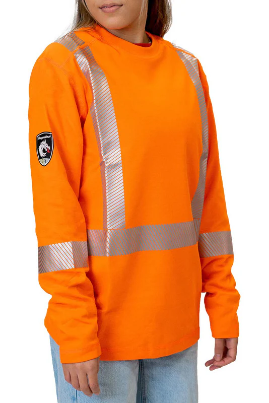 Women's Pro Dry® Hi-Vis Orange Long Sleeve FR Shirt - Image 2