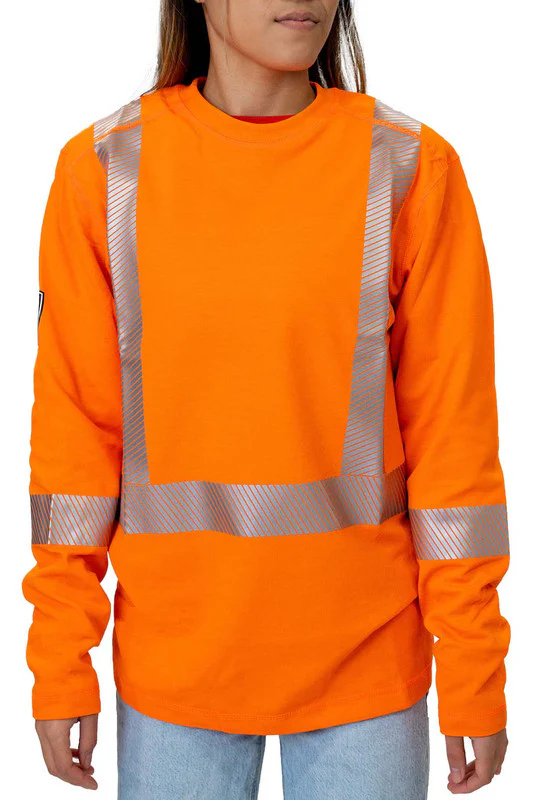 Women's Pro Dry® Hi-Vis Orange Long Sleeve FR Shirt - Image 3