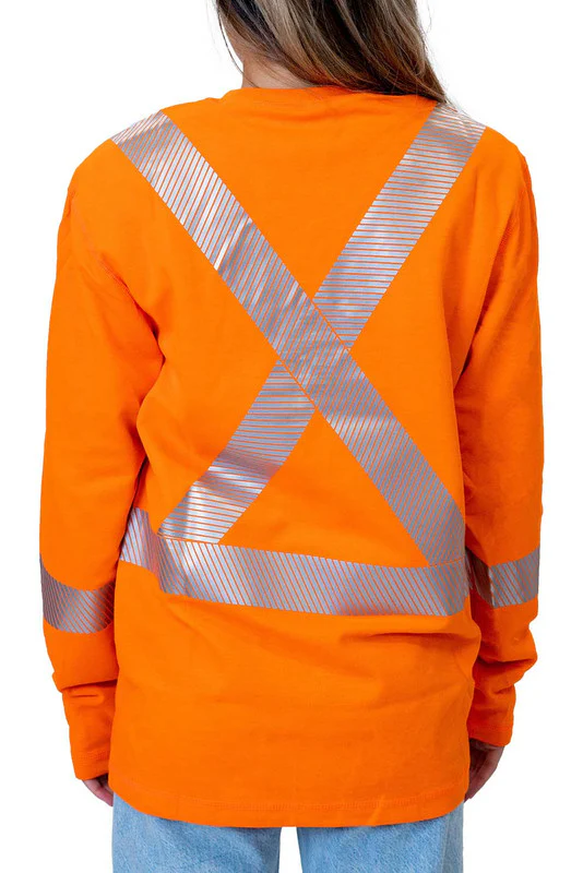 Women's Pro Dry® Hi-Vis Orange Long Sleeve FR Shirt - Image 4