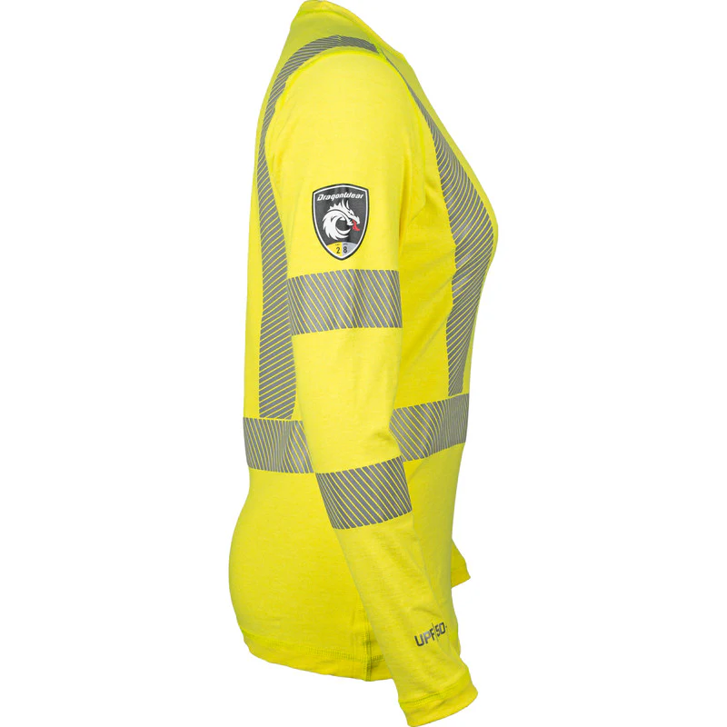 Women's Pro Dry® Tech Long Sleeve Hi-Vis Yellow FR Shirt - Image 3