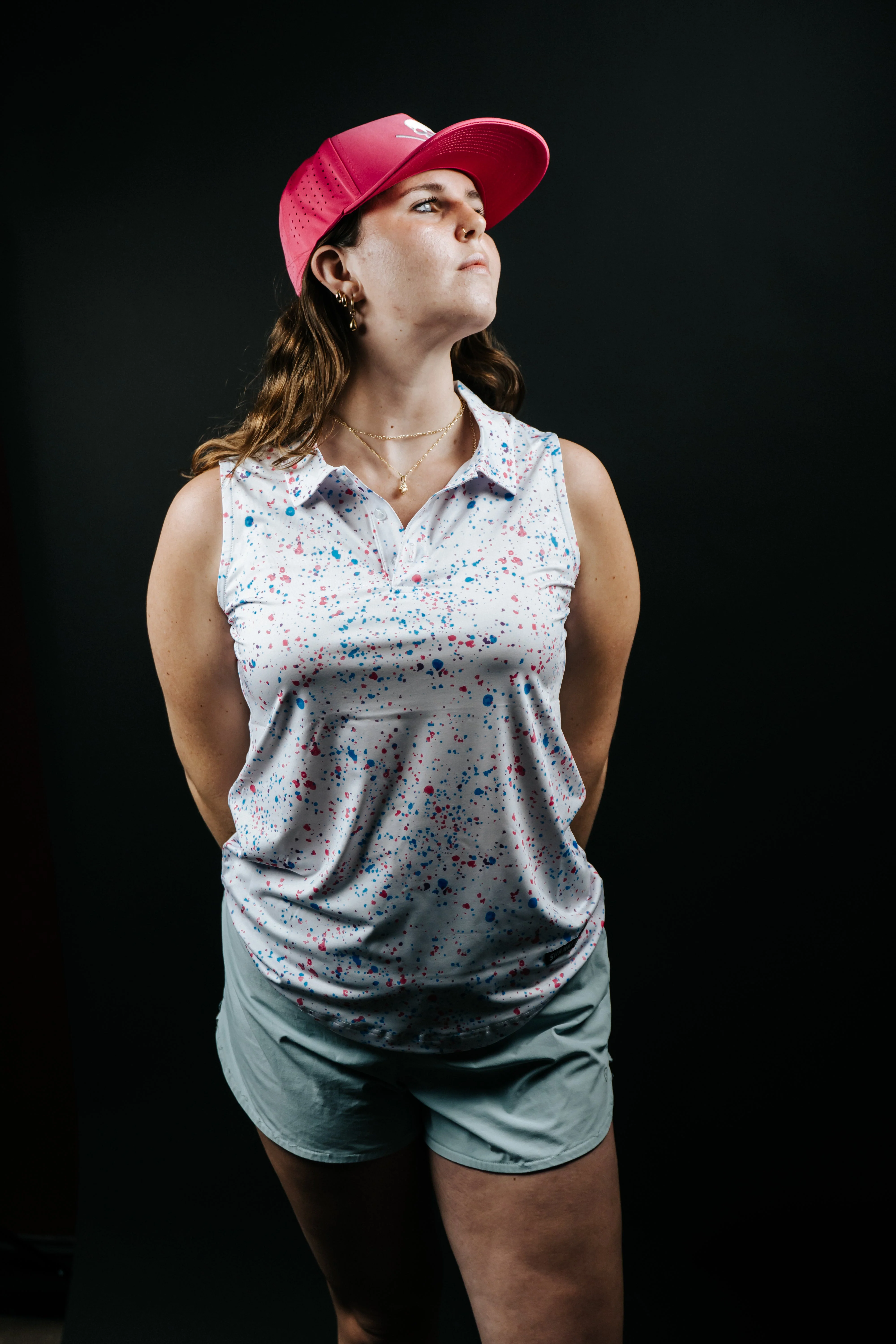Womens White Paint Splatter Polo - Image 2
