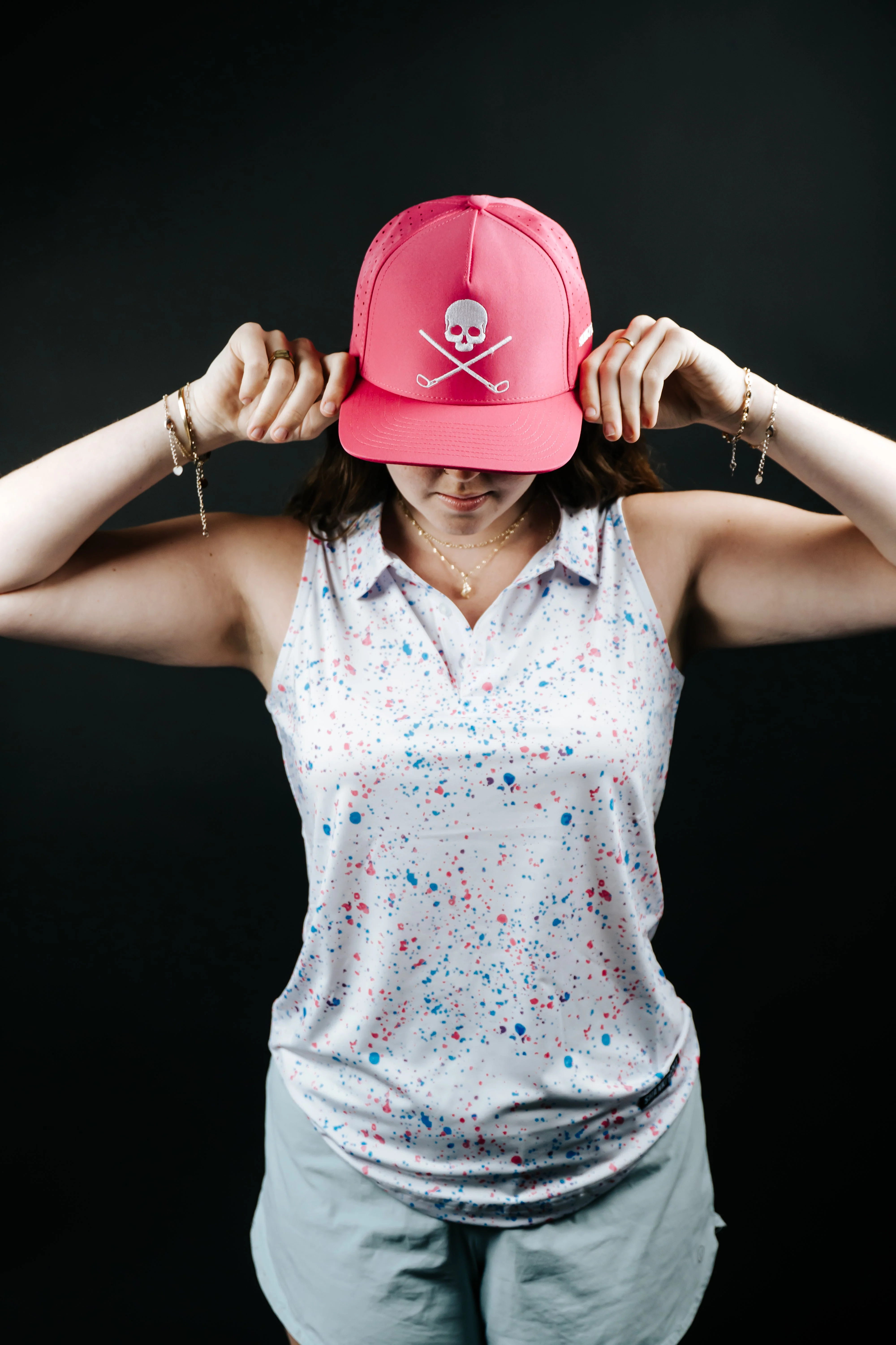 Womens White Paint Splatter Polo - Image 6